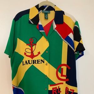Lauren Ralph Lauren Silk Nautical Yacht Top